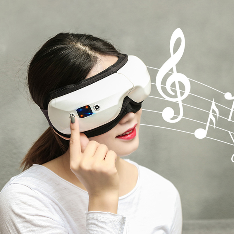 Массажер Smart Eye с теплом, массажер для глаз для мигрени 6 режимов с Bluetooth Music Music Compression Compression Message Messaged Eye Massager складывается для мигрени. Головные боли темные круги